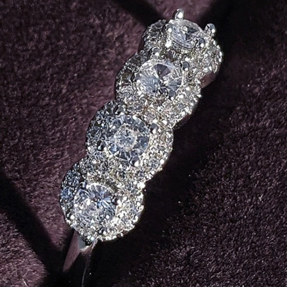 Sterling silver diamond eternity band ring - Picture 2 of 7